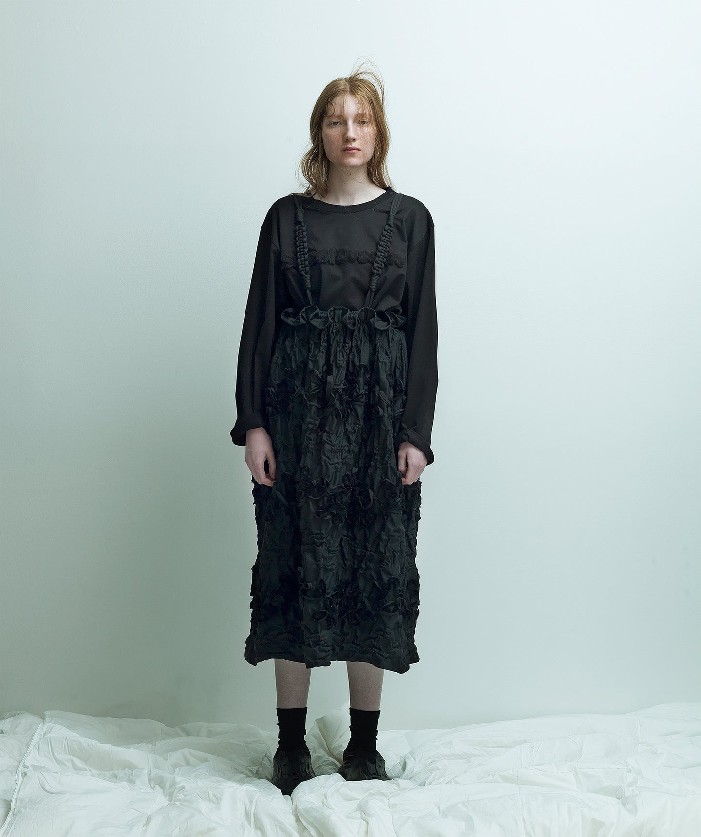 LS-SK5 Shirring Tape Embroidery Skirt
